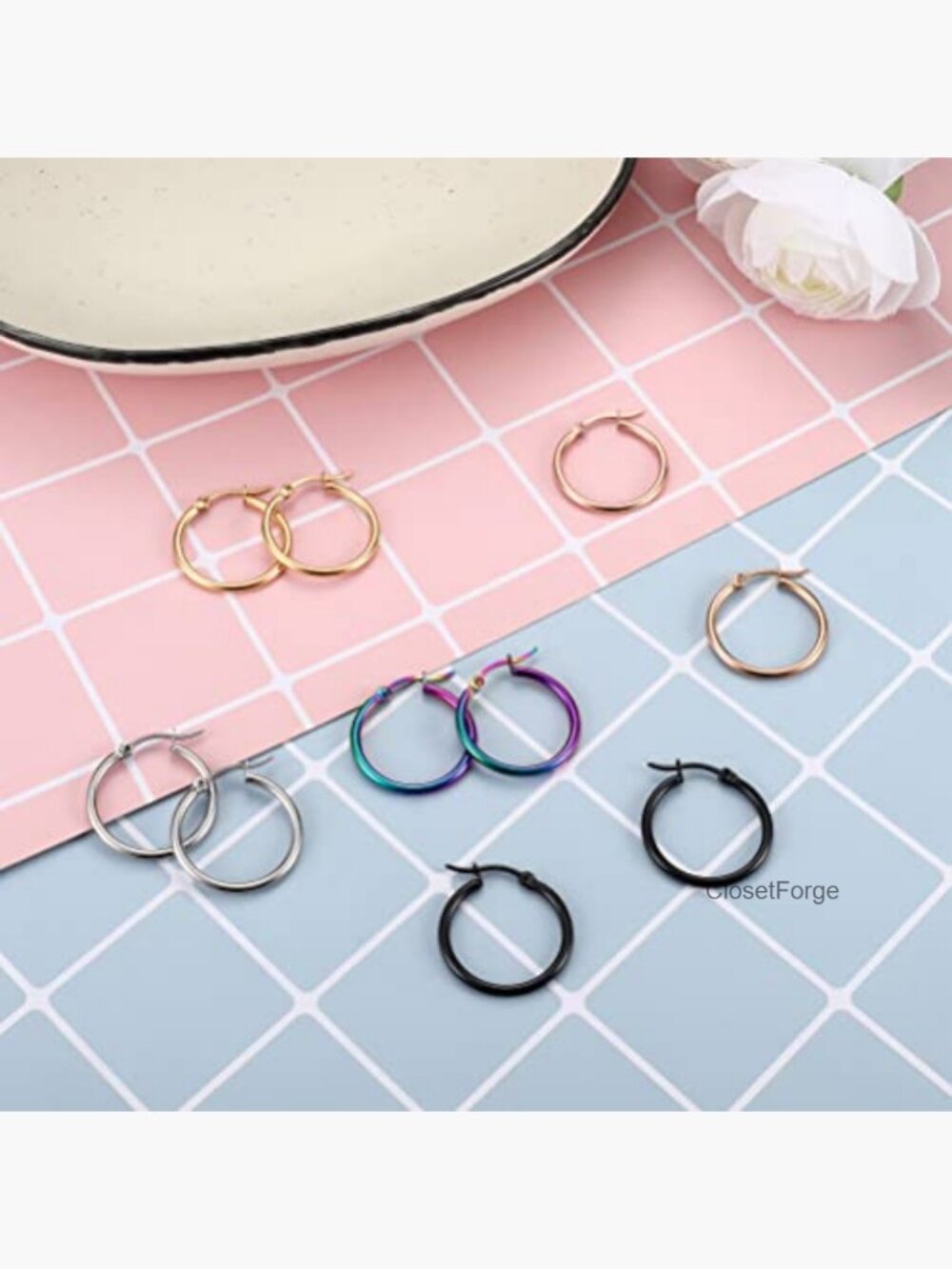 Surgical Steel Hoop Earrings Set 10mm15mm20mm25mm Multiple Piercing - Picture 6 of 6